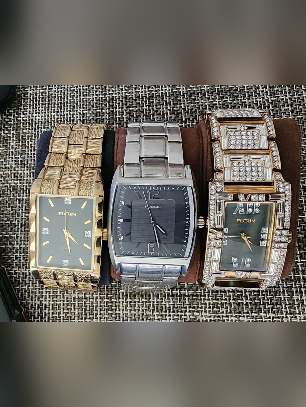 3 Men's Gold and Black Bracelet Watch - Elegant Dress Timepiece